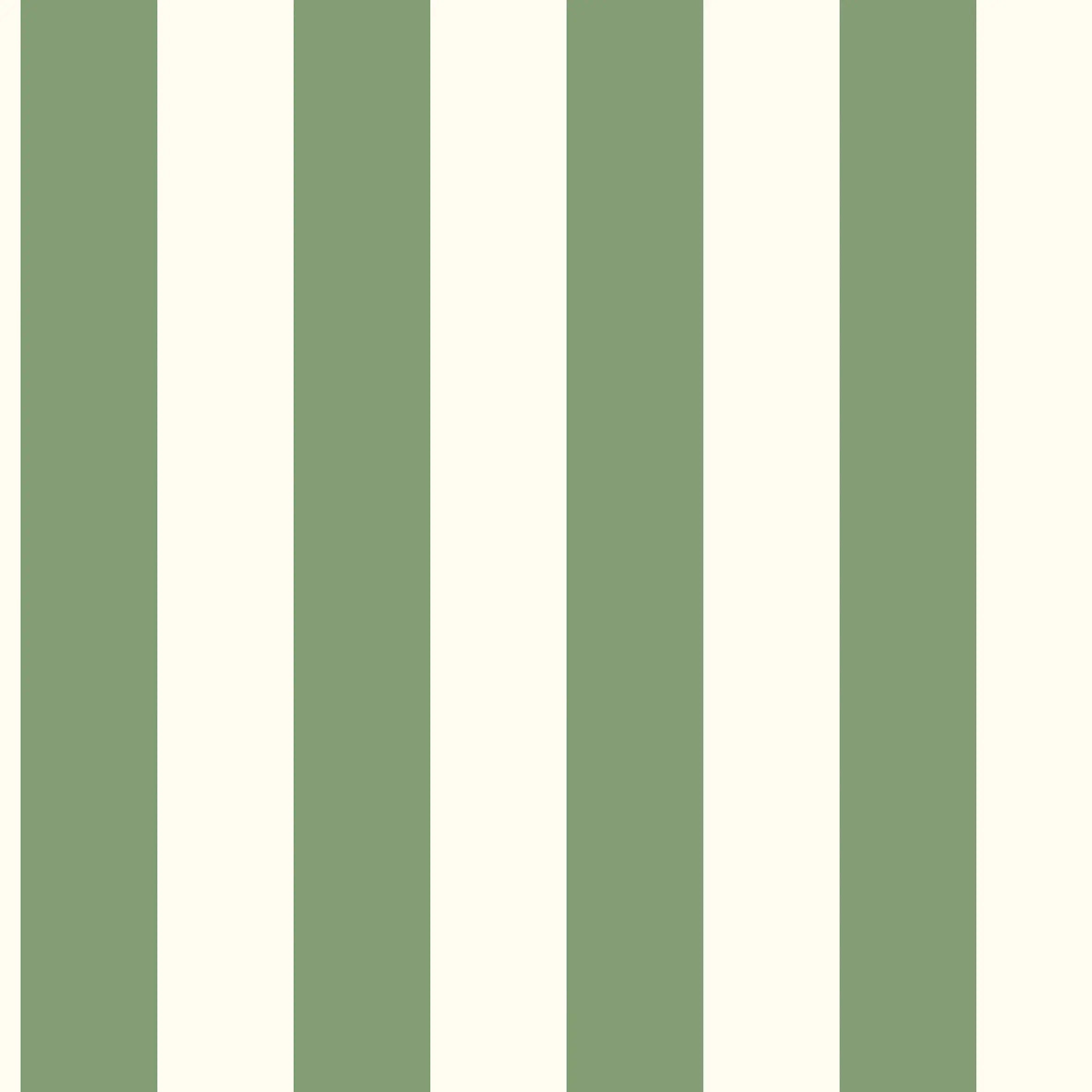 Tapet Broad Stripes - Olive med brede, olivengrønne og hvide lodrette striber.