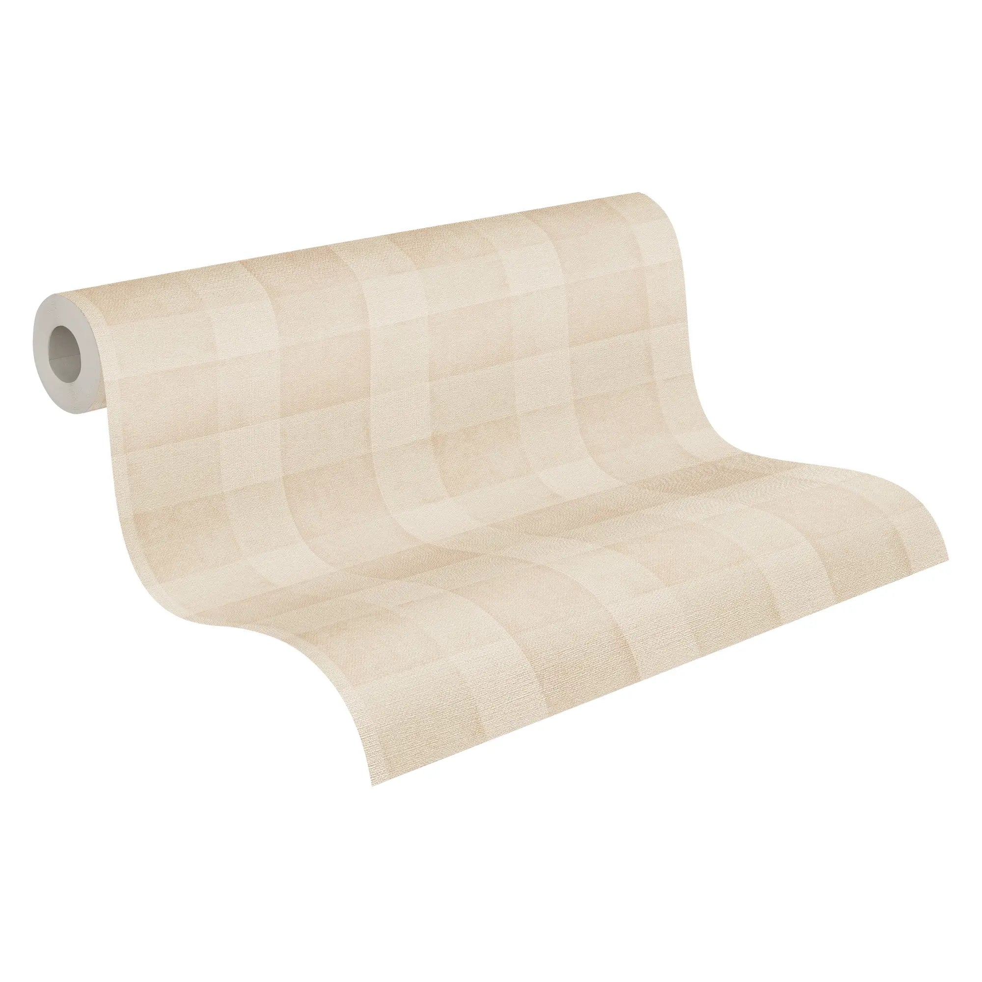 En rulle af tapet med designet Plaid Harmony - Linen Beige