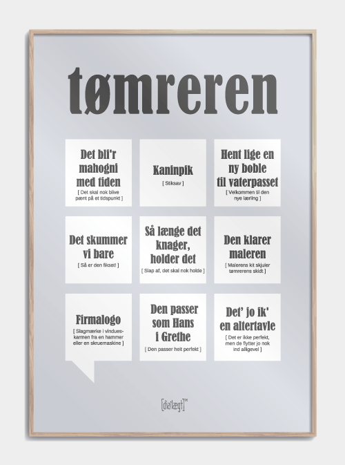 Tømreren plakat med citater om tømrer 50X70cm grå. - Poster med tekst