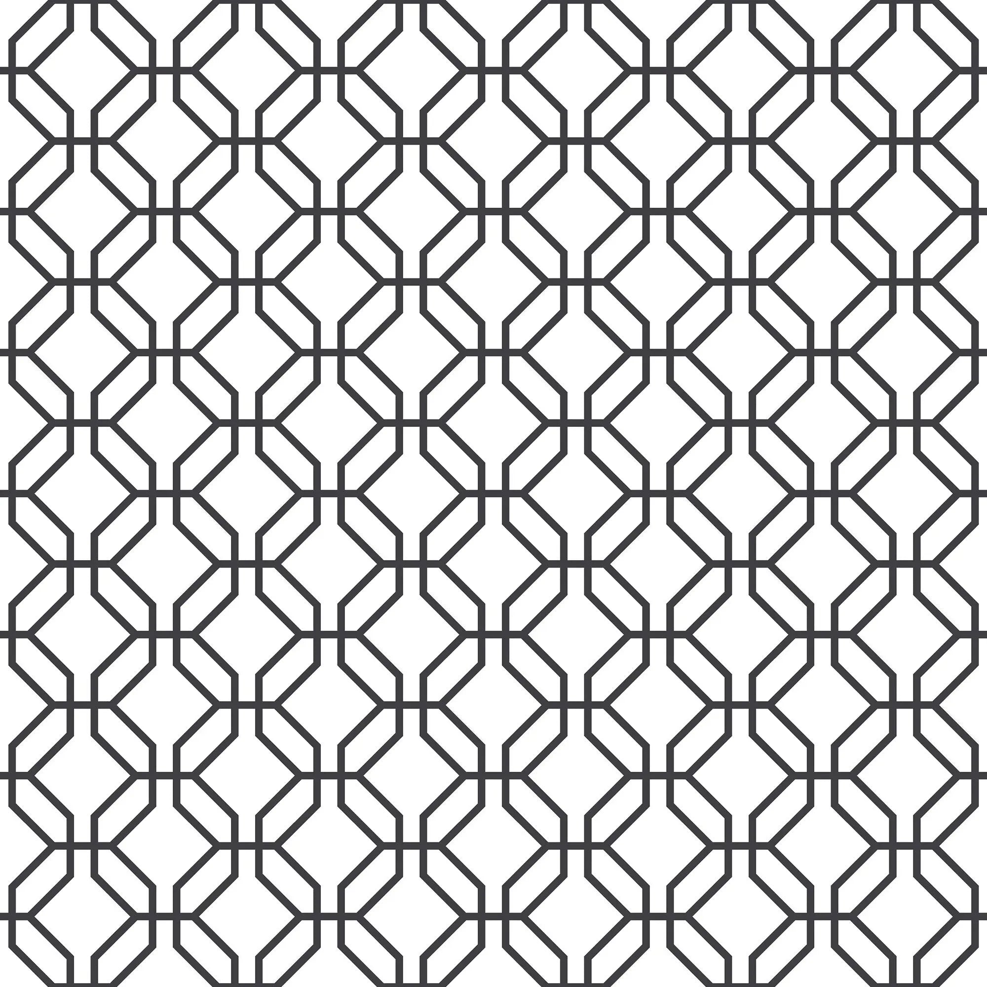 Geometrisk design tapet fra Veiled Links - Charcoal med sammenflettede former, som skaber et elegant og moderne mønster.