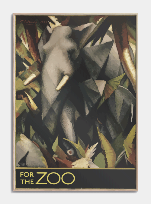 Zoo plakat Elefant 50 X 70cm. - Retro plakat med Elefant