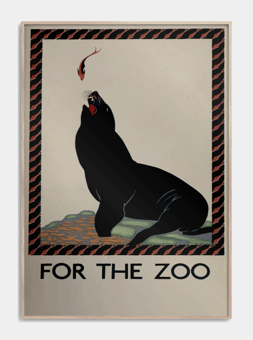 Zoo plakat med Søløve 50 X 70cm. - Retro plakat med søløve