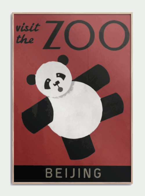 Zoo plakat Panda i Beijing 50 X 70cm. - Retro plakat med panda