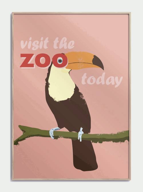 ZOO plakat Tukan 50 X 70cm. - Køb flot retro plakater med dyr her