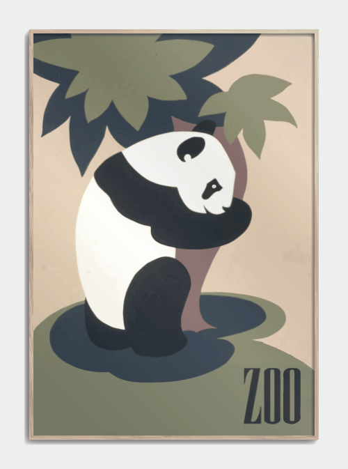 ZOO plakat med Panda 50 X 70cm. - Køb retro plakater online her