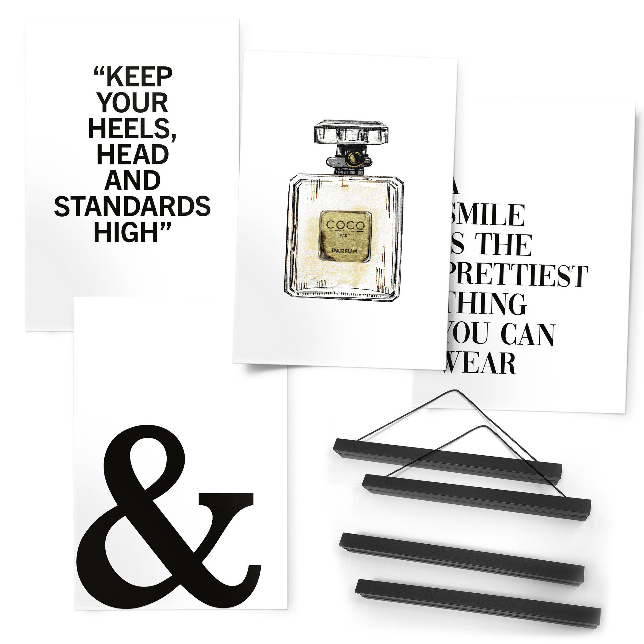 Fashionable posters med tekst - Køb små plakater i sort